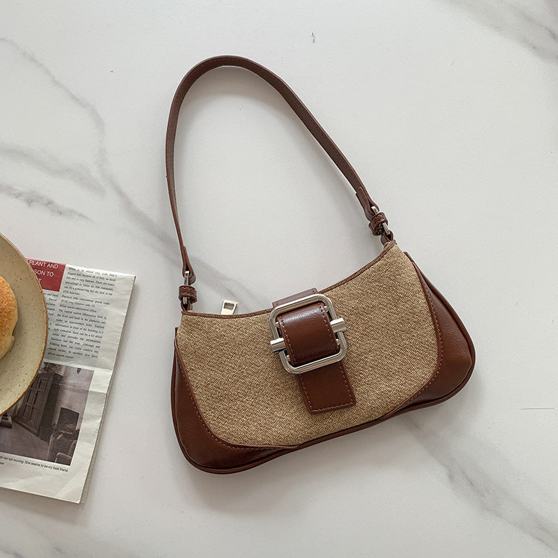 Retro High-grade Stitching Baguette Niche Summer Contrast Color Shoulder Bags