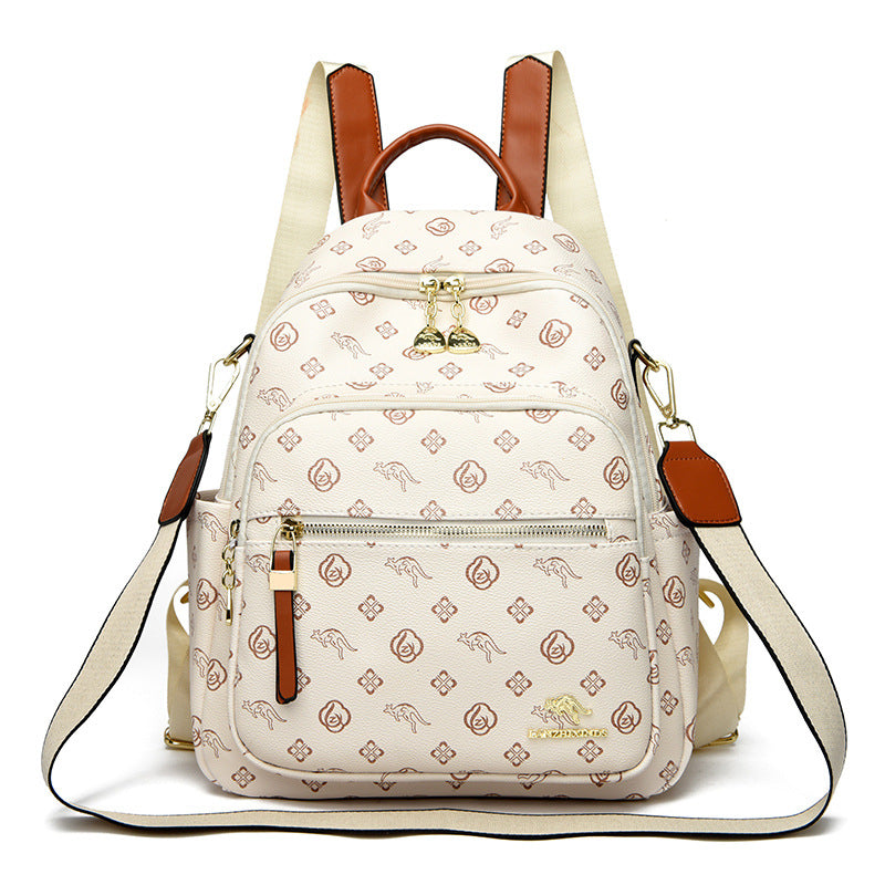 Women's Kangaroo Soft Leather Mummy Large Capacity Backpacks