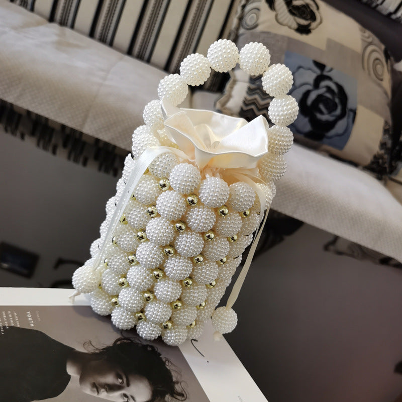 Hand-woven Beaded Pearl Hand-held Cross Body Bags