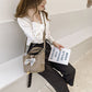 Women's Basket Fashion Portable Soft Leather Lychee Handbags