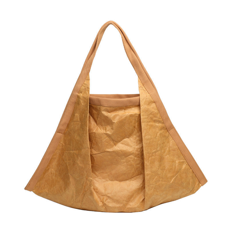 Women's Korean Style Retro Fashion Pleated Kraft Shoulder Bags