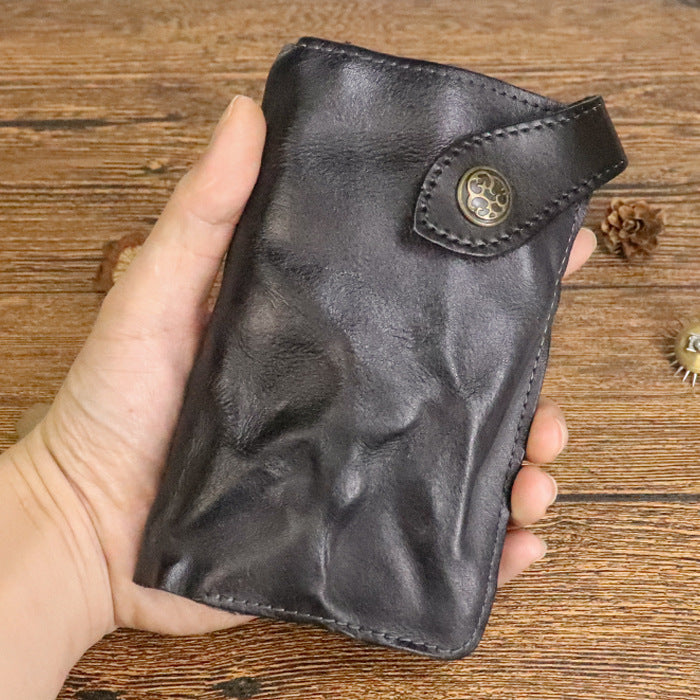Men's Classy Long Handmade Wrinkle Style Men's Wallets