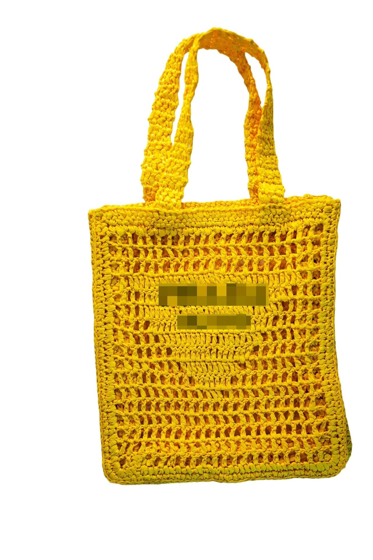 Bolso de moda grande con triángulo de paja bordado