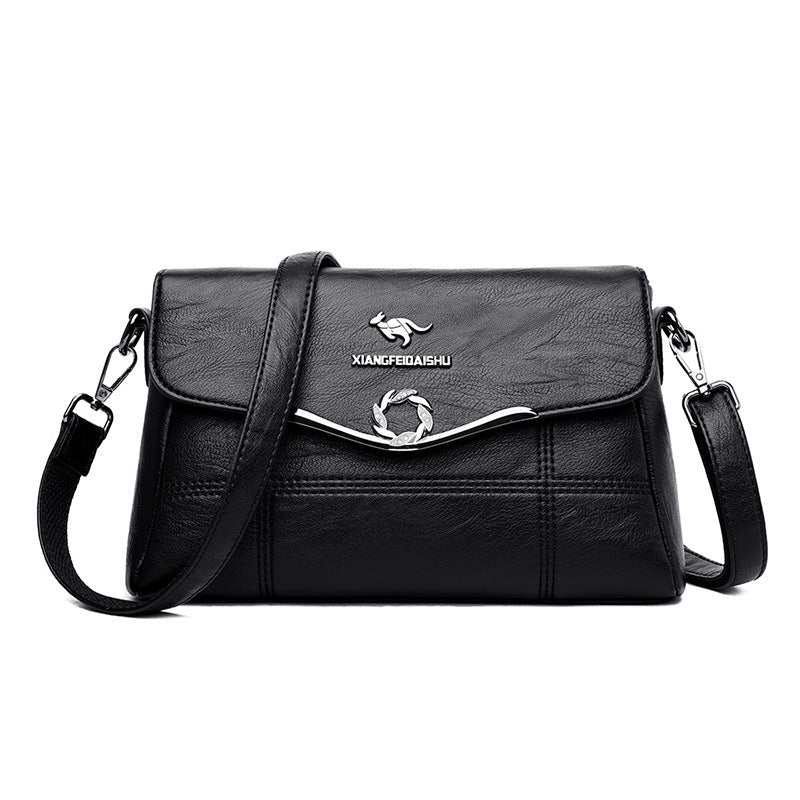 Women's Kangaroo Mother Simple Embroidery Line Shoulder Bags