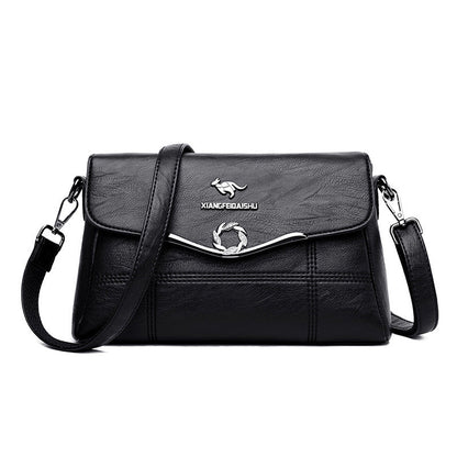 Women's Kangaroo Mother Simple Embroidery Line Shoulder Bags