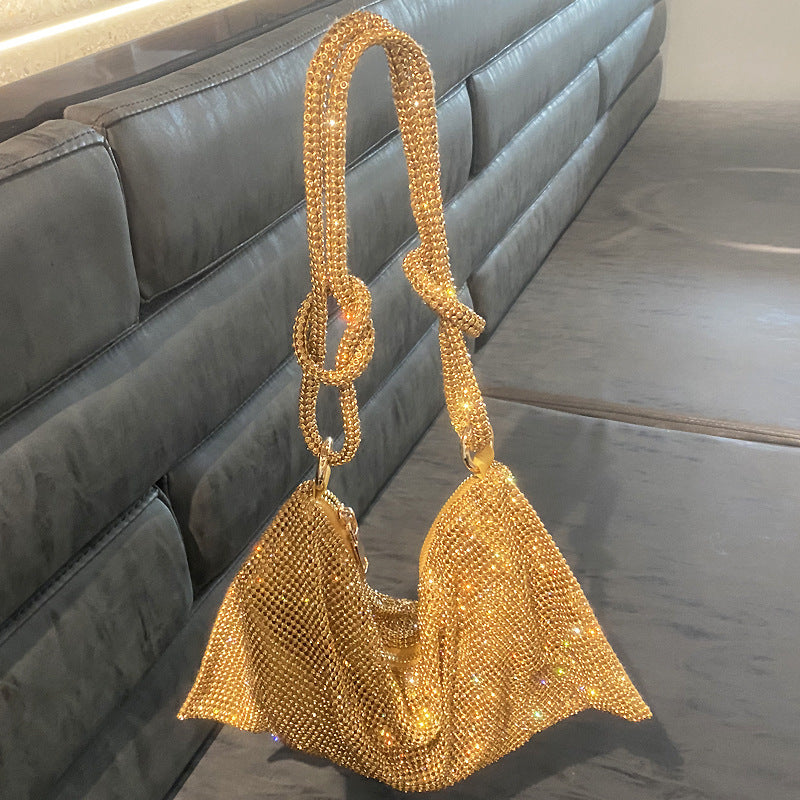 Attractive Women's Rhinestone Underarm Pink Clutch Shoulder Bags