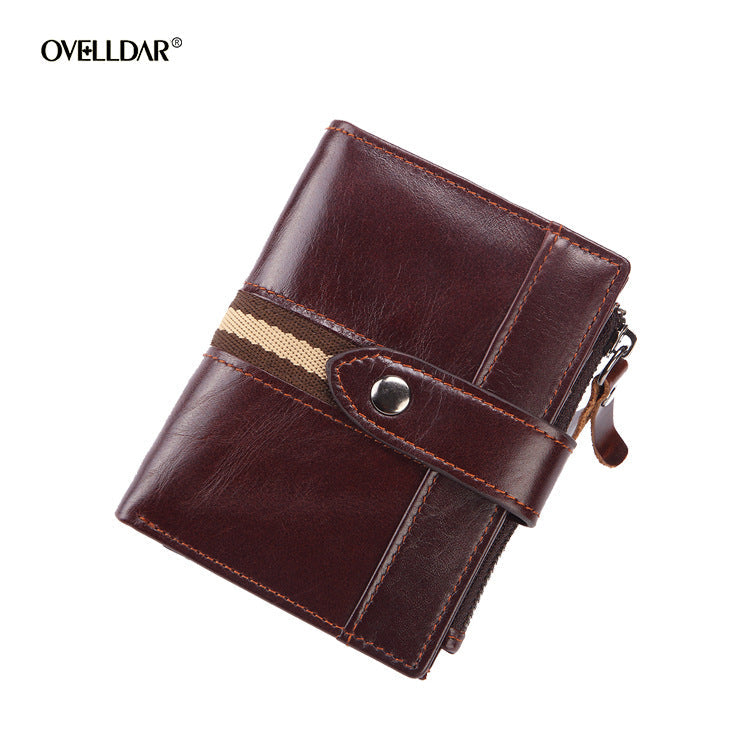 Women's & Men's & Vintage Oil Wax Genuine Leather Short Activity Men's Wallets