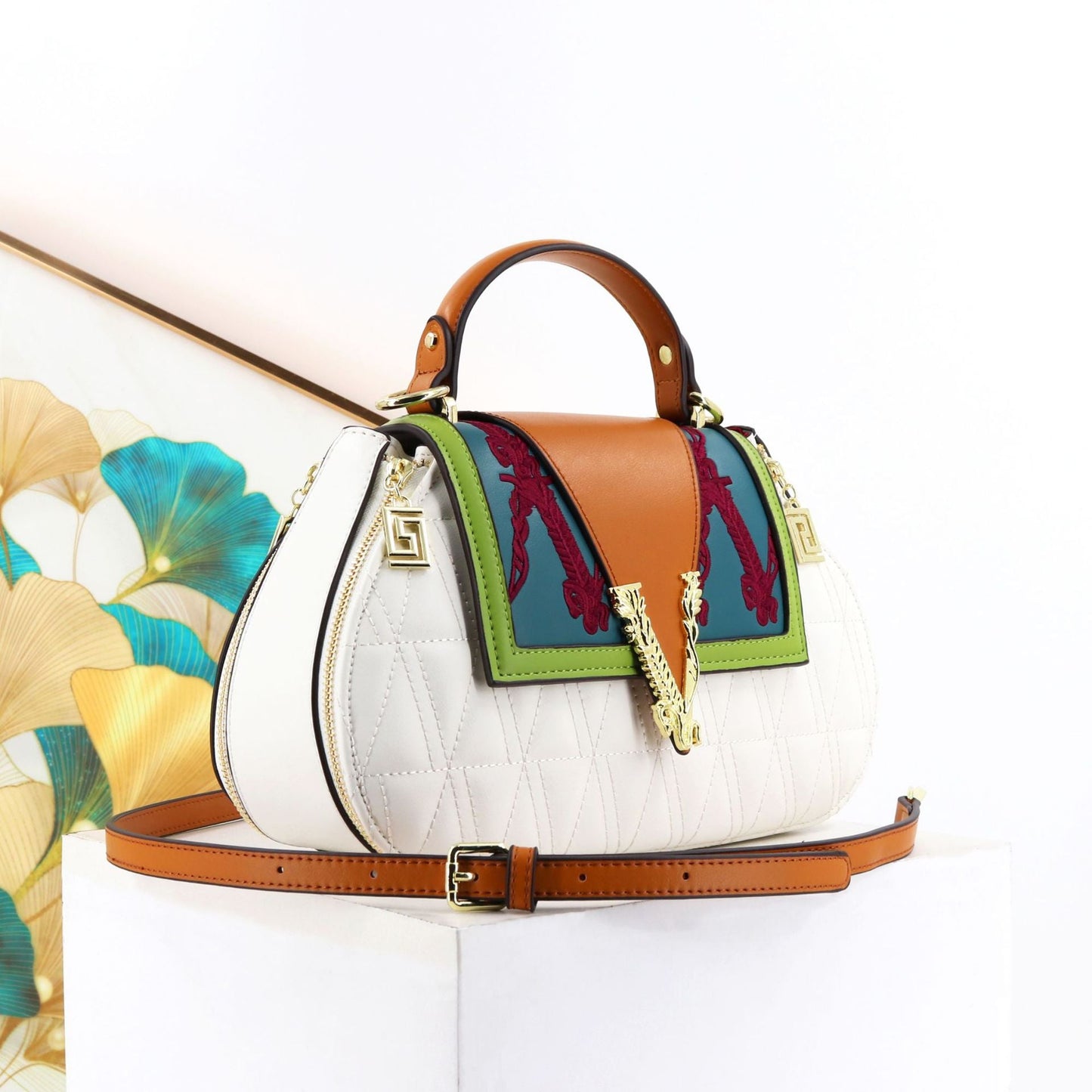 Women's Contrast Color Portable Light Luxury V Handbags