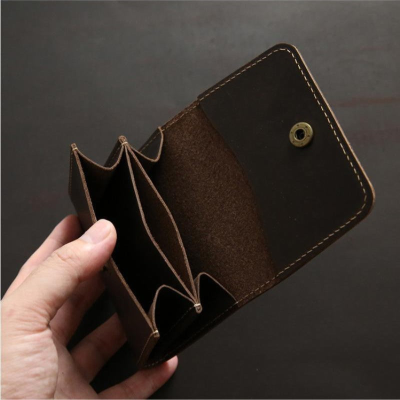 Men's Retro First Layer Cowhide Short Green Bags
