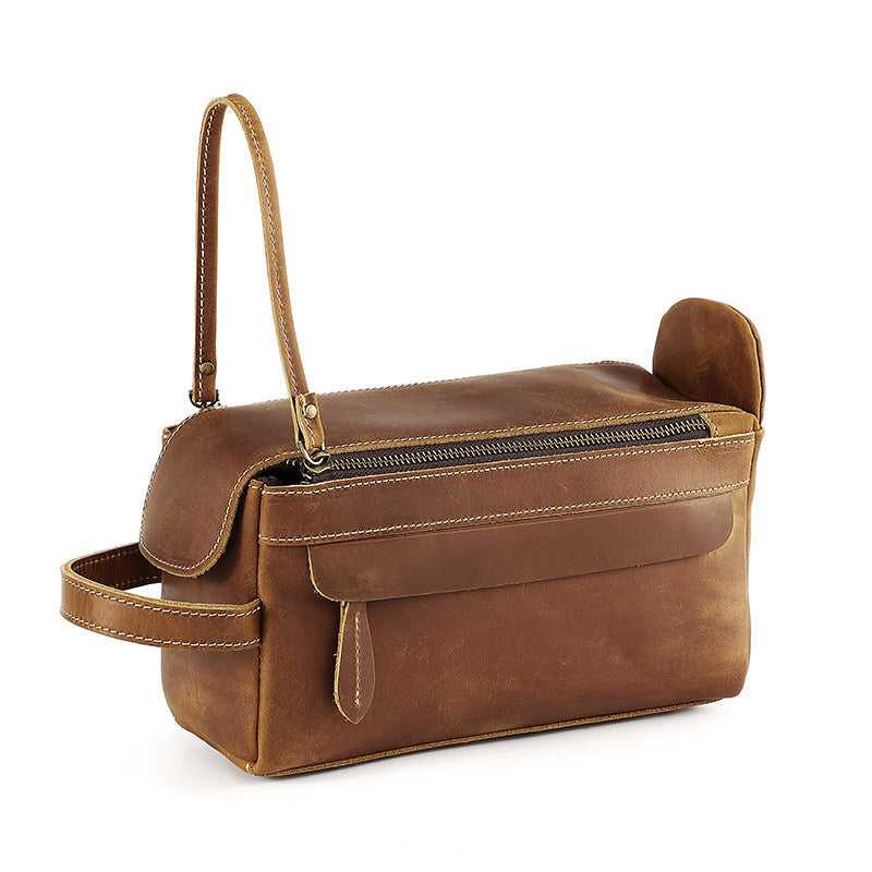 Men's Real Leather Toiletry Storage First Layer Cowhide Clutch Men's Handbags