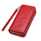 Women's Layer Cowhide Long Double Zipper Large Ladies Wallets