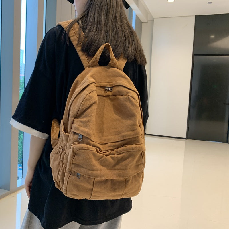 Color Canvas Double Back Street Trend For Boys Backpacks