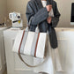 Women's Canvas Contrast Color Large Capacity Fashionable Tote Bags