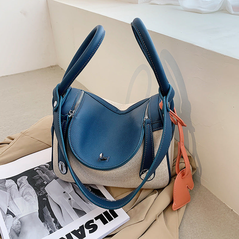 Women's Canvas Contrast Color Hand Holding Pillow Design Crossbody Bags
