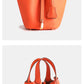 Layer Cowhide Lychee Pattern Solid Color Bucket Bags