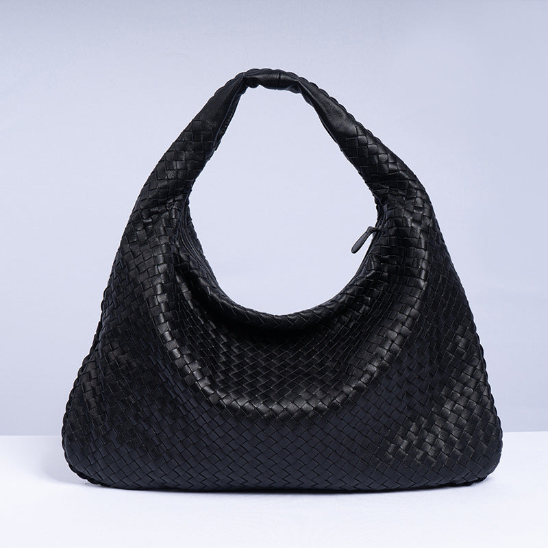 Women's Handmade Sheepskin Woven Fashion Leather Pillow Crossbody Bags