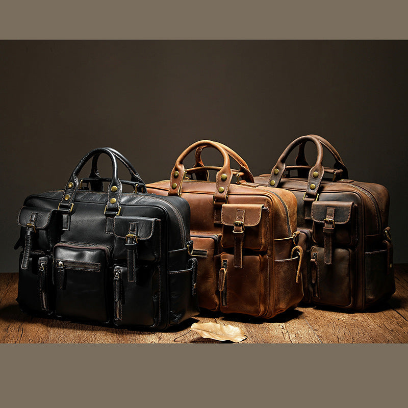 Men's Leather First Layer Cowhide Large Capacity Men's Handbags