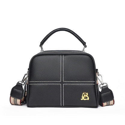 Women's Leather Diamond Embroidery Thread Fashionable Top Shoulder Bags