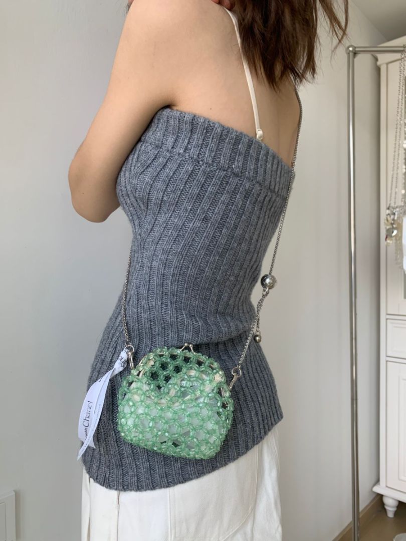 Clip Handmade Beaded Acrylic Horn Pearl Crossbody Bags