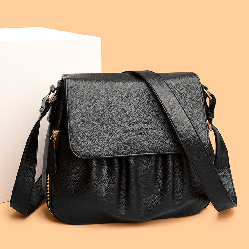 Trendy Female Lady High-grade Versatile Pleated Shoulder Bags