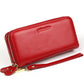 Women's First Layer Cowhide Long Double Zip Clutch Multi Ladies Wallets