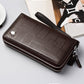Men's Fashion Double Zip Clutch Long Genuine Men's Handbags