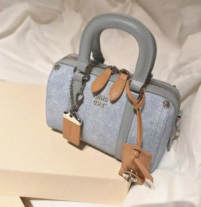 Women's Trendy Platinum Blue Sea Area Pillow Shoulder Bags