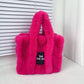 Women's Faux Fur Plush Shopping Commuter Bags
