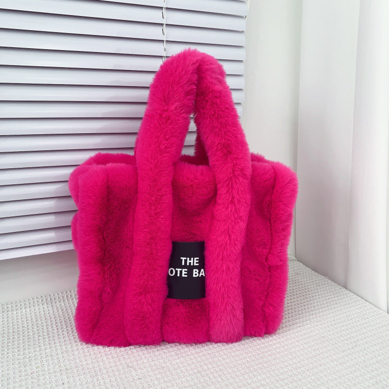 Women's Faux Fur Plush Shopping Commuter Bags