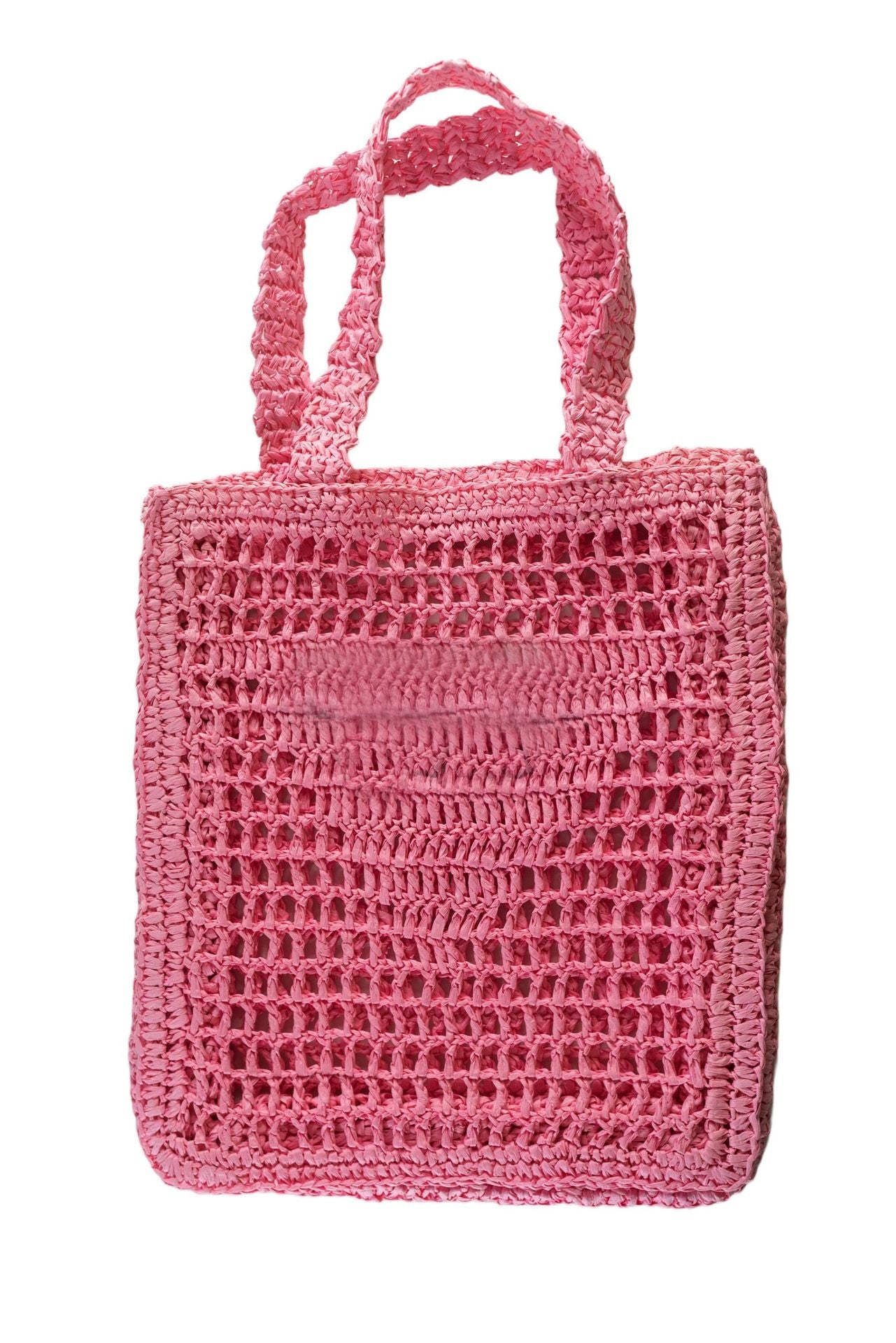 Bolso de moda grande con triángulo de paja bordado