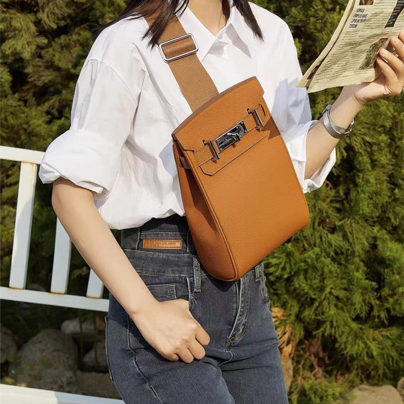 Women's Kelly Mini Litchi Pattern First Layer Cowhide Waist Packs