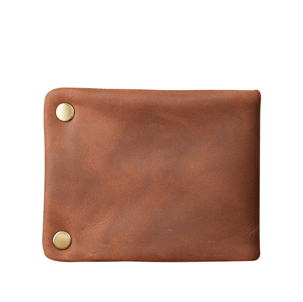 Men's Leather Retro Horizontal Zipper Cowhide Simple Distressed Genuine Men's Wallets