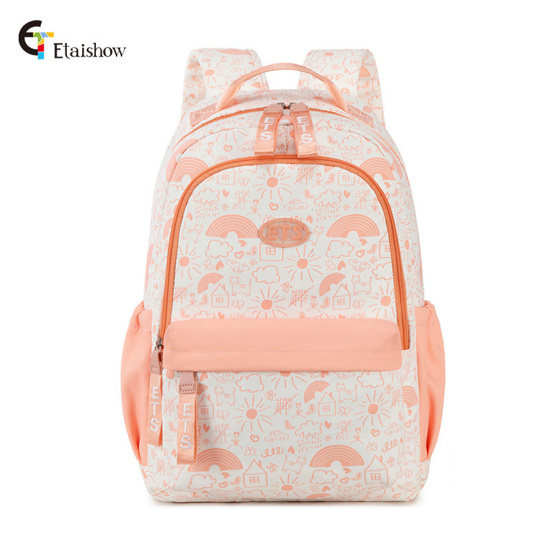Women's For Junior Cute Cat Print Large Backpacks