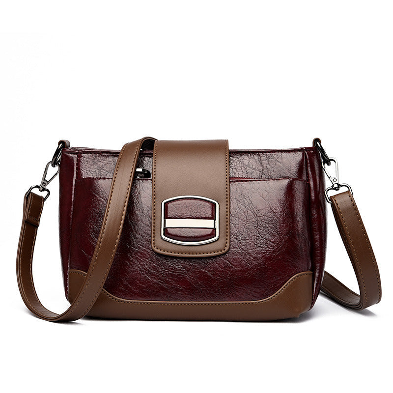 Women's Retro Style Mom Fashion Wax Leather Crossbody Bags