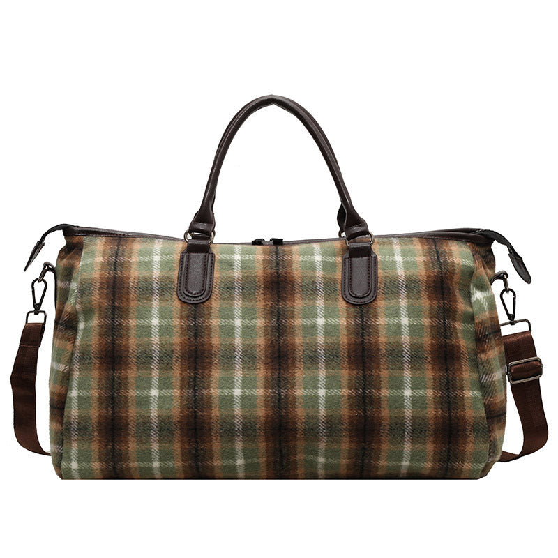 Women's Capacity Oversized Retro Plaid Fitness Short Travel Bags