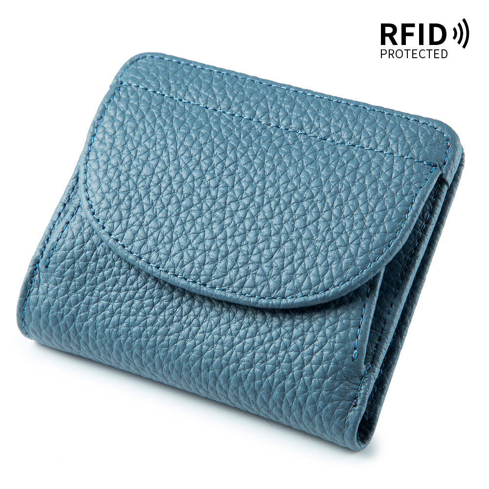 Mini Folding Simple Genuine Leather Female Ladies Wallets