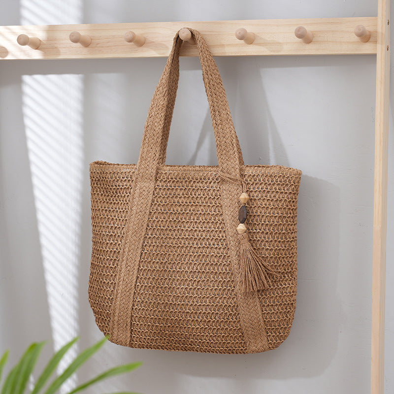 Women's Hand-woven Fashionable Retro Straw Versatile Large Shoulder Bags