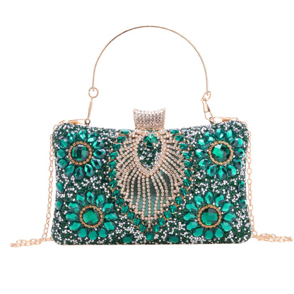 Women's Diamond Black Gem Pearl Rhinestone Cheongsam Handbags
