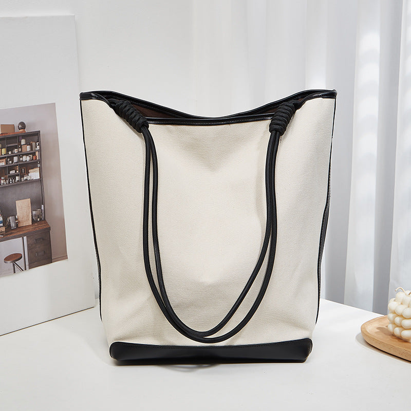 Women's Contrast Color Large Capacity Retro Canvas Bags