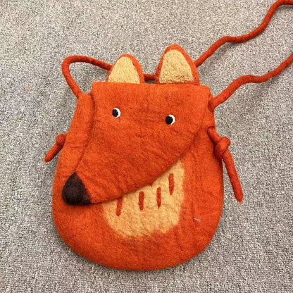 Wool Felt Cute Cartoon Funny Rabbit Fox Crossbody Bags