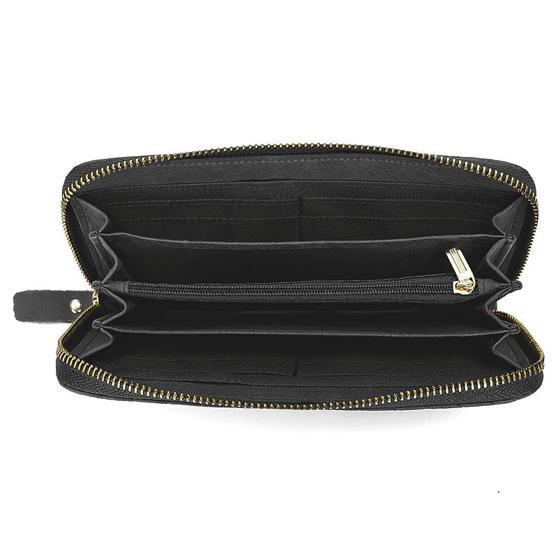 Genuine Leather Woven Embossed Source Long Clutch Men's Wallets