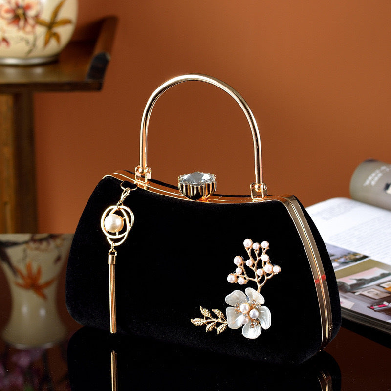 Diamond Decorations Veet Dinner Black Noble Dress Evening Bags