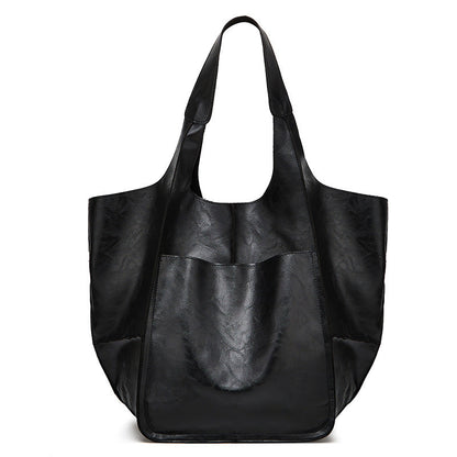 Women's Retro Simple Big Soft Leather Large Handbags