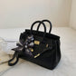 Women's Fashionable Lychee Pattern Large Capacity Kelly Shoulder Bags