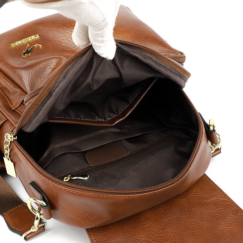 Women's Leather Korean Simple Fashion Large Capacity Backpacks