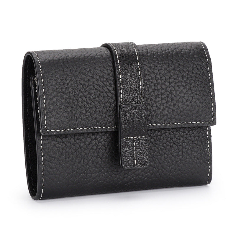 Women's Contrast Color First Layer Cowhide Hand-held Ladies Wallets