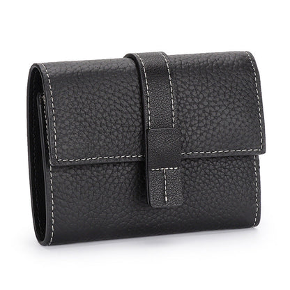 Women's Contrast Color First Layer Cowhide Hand-held Ladies Wallets