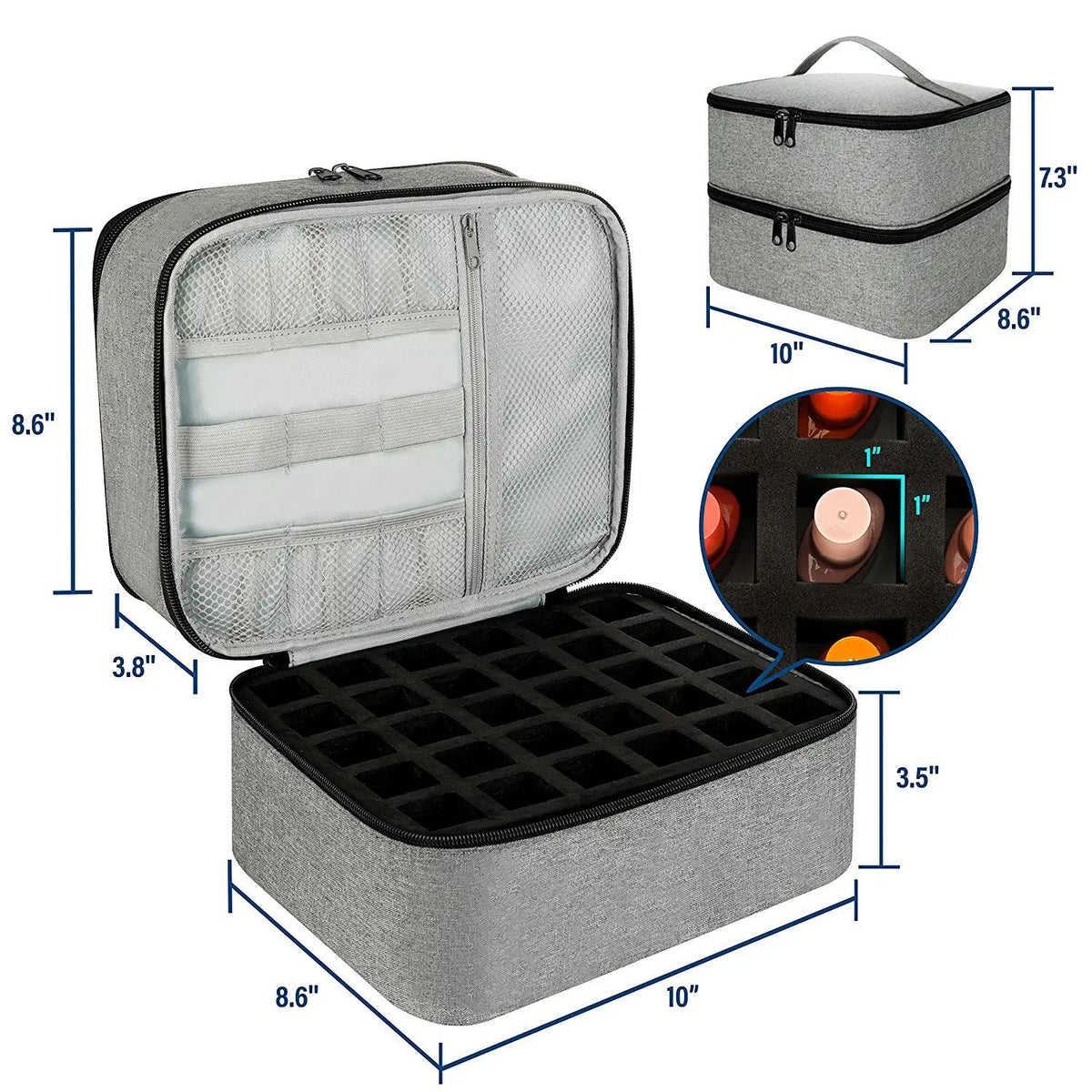 Polish Portable Can Hold Bottle Double Cosmetic Bags