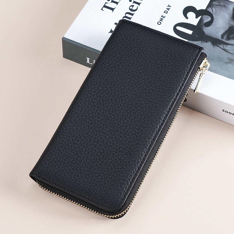 Women's Genuine Leather Long Zipper Fashion Clutch Ladies Wallets