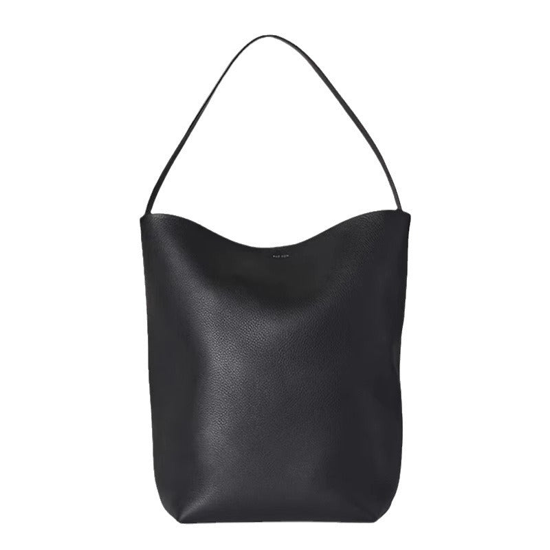 Genuine Leather Litchi Pattern Class Commuter Bucket Bags